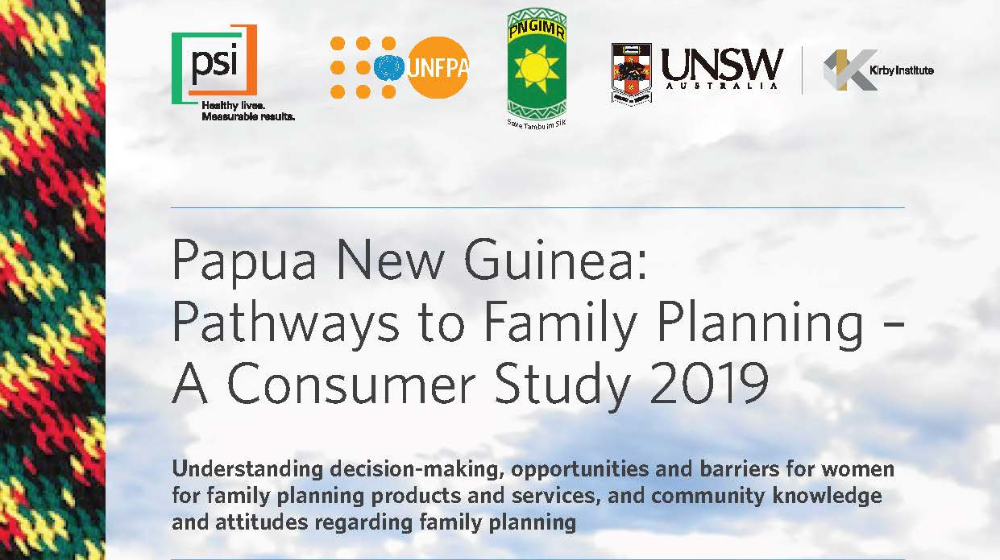 Cover page reads 'Papua New Guinea: Pathways to Family Planning'