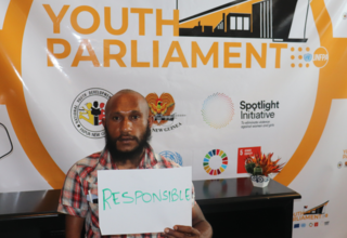 Youth Parliament 2023 participant Mr. Newman Alo during the event