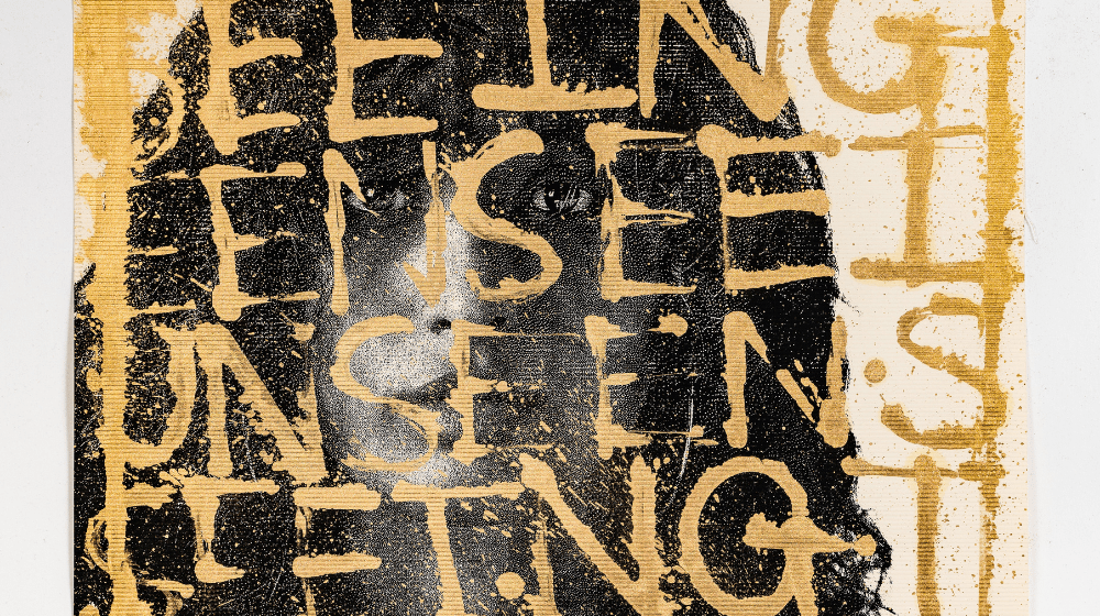 Golden text 'Seeing the Unseen' is layered over a woman's face in black and white.